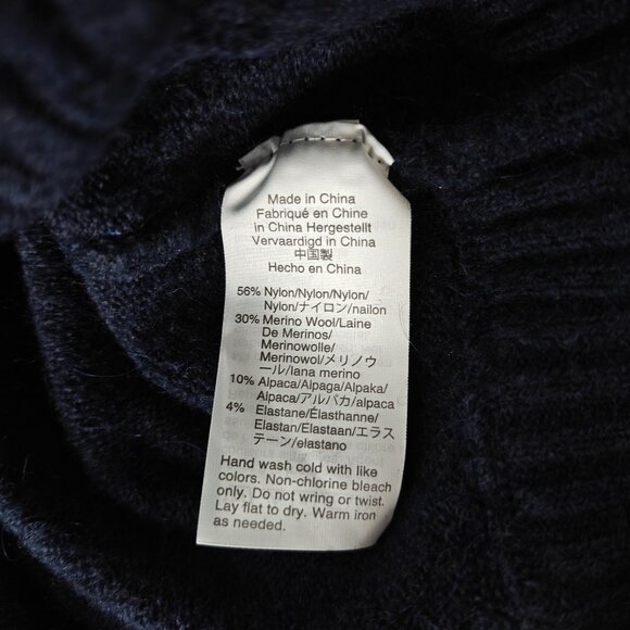 J. CREW Button Merino Blend Polka Dot Crewneck Sweater Navy Women's Size Medium - Picture 6 of 10